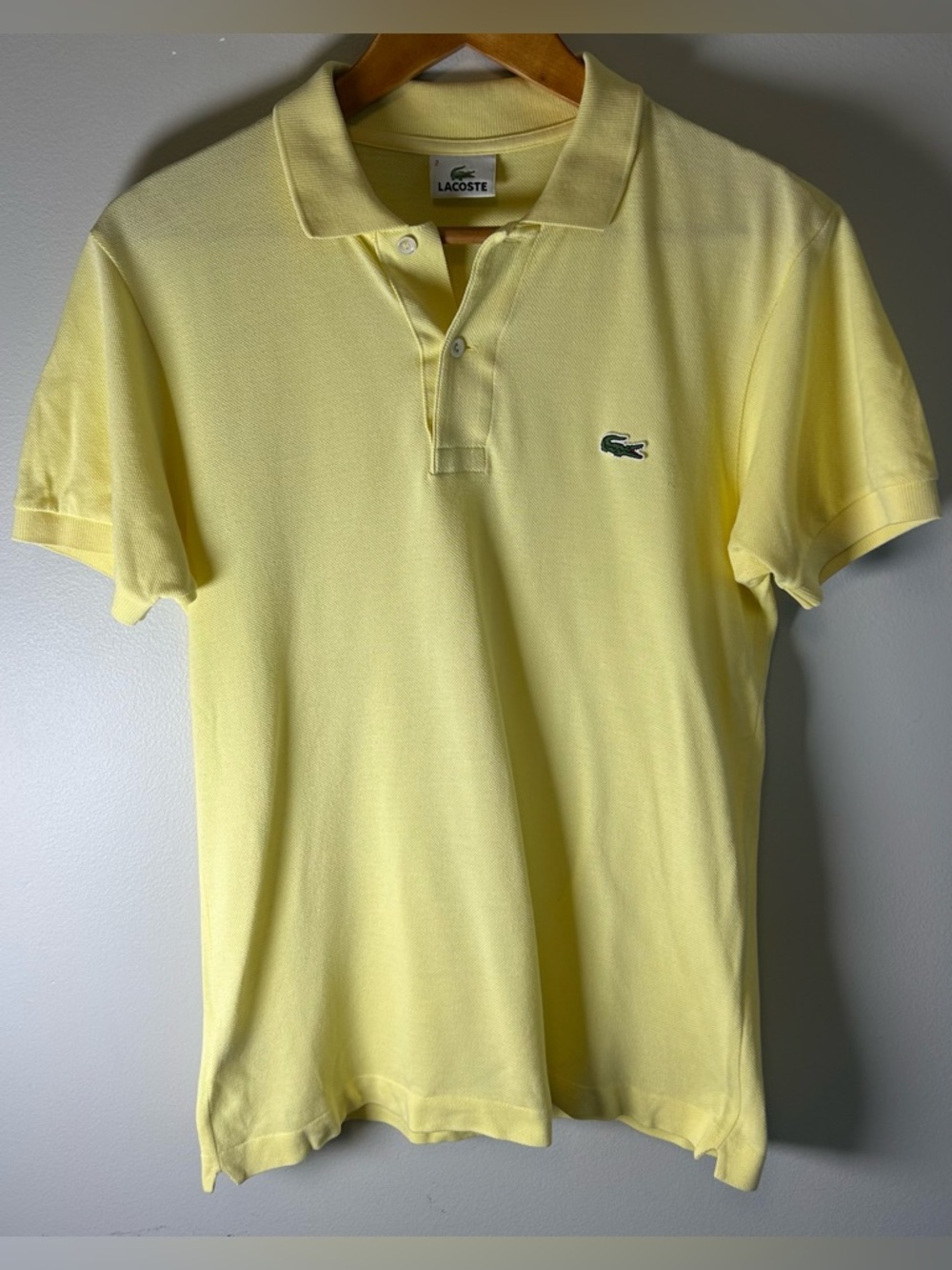 Lacoste Polo Shirt Size 2 Unisex Yellow Short Sleeve Designed in France MI Peru